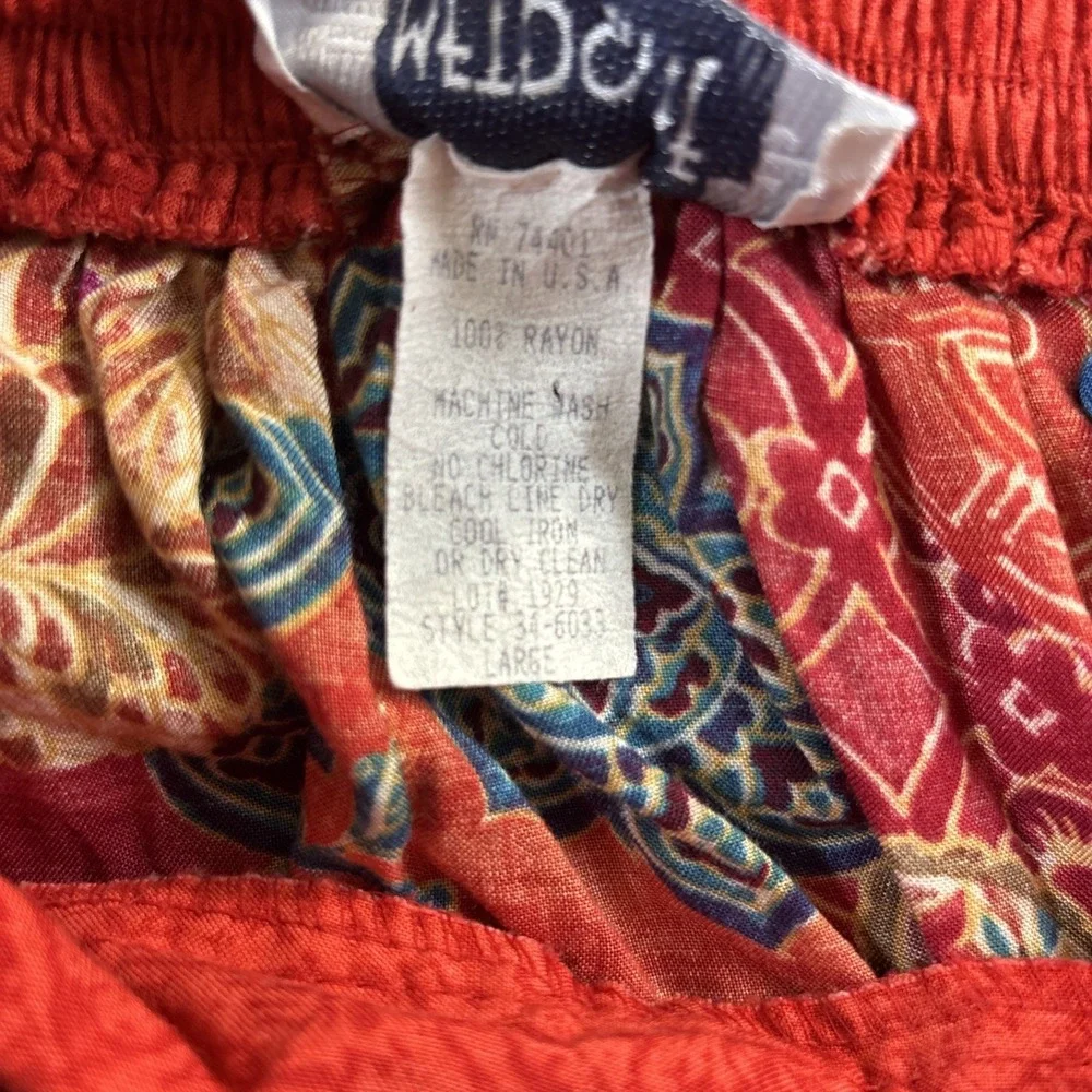 Vintage Metroline Skirt Women's Large Red Multi Paisley Floral Cottagecore Boho